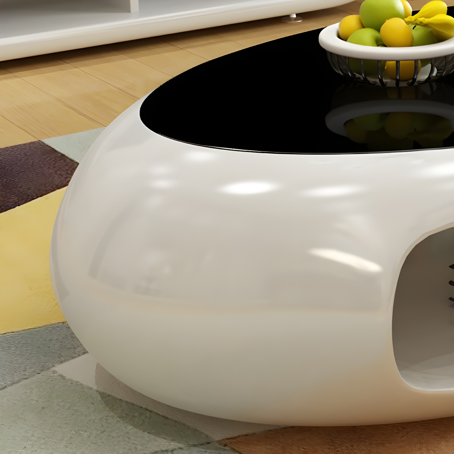 Modern Oval Coffee Table with Storage Shelf and Plastic Pedestal Base - image 8