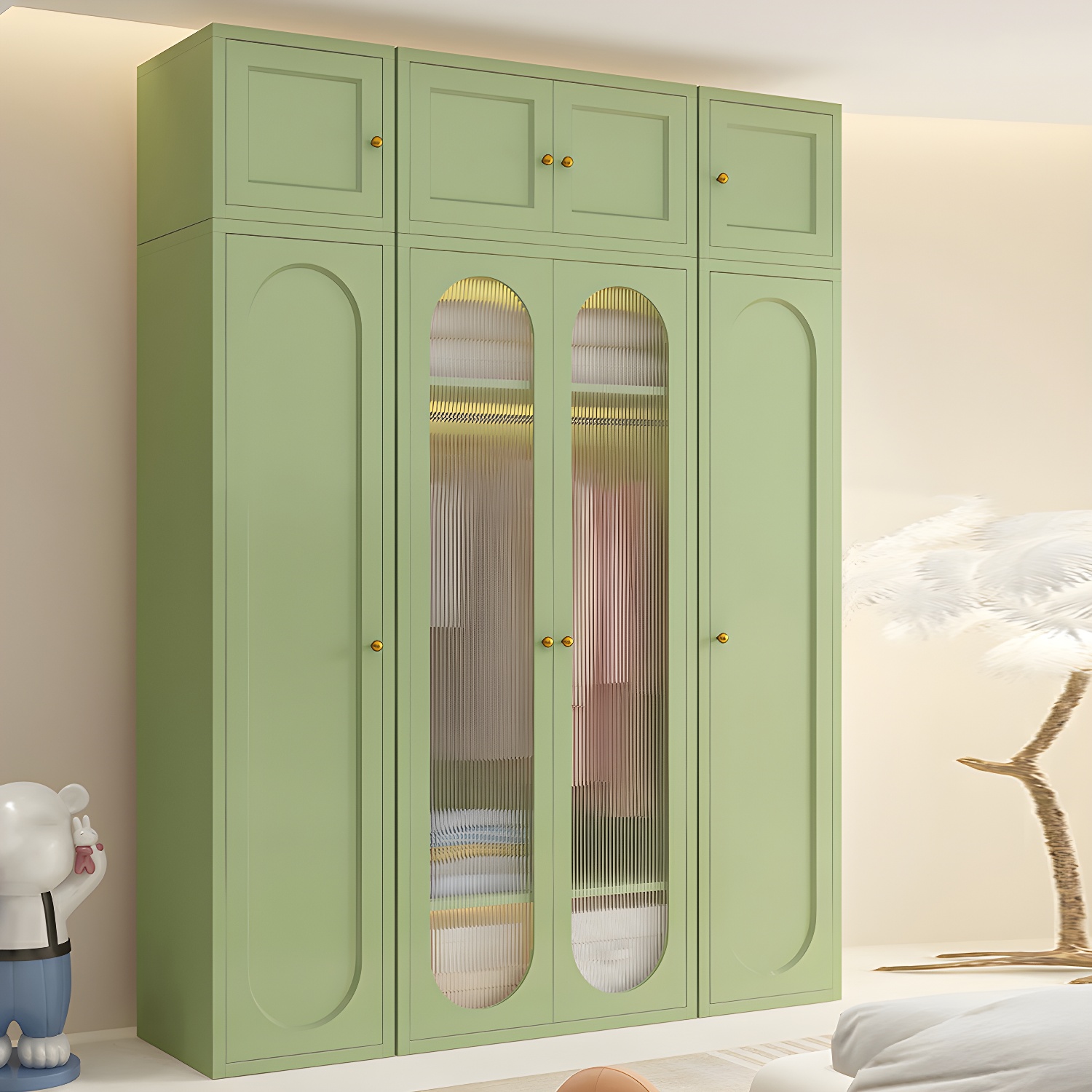 Stylish Wardrobe Armoire with Clothing Rod and Adjustable Shelves - image 8