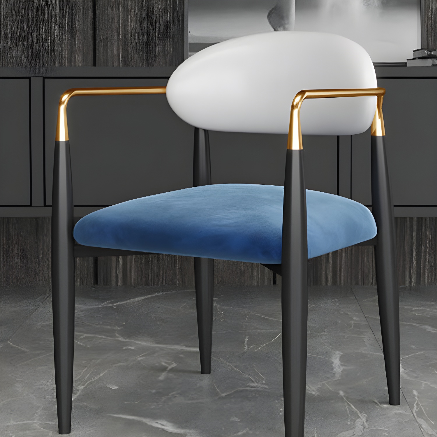 Upholstered Dining Chair Glam Style Open Back Dining Armchair for Indoor - image 18
