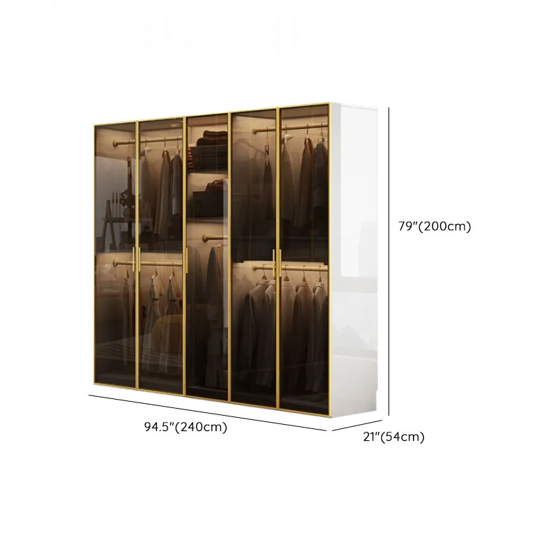 White Trendy Reclaimed Wood Almirah with Soft Close Drawer, Interior Shelves, and Hanging Rod - image 18