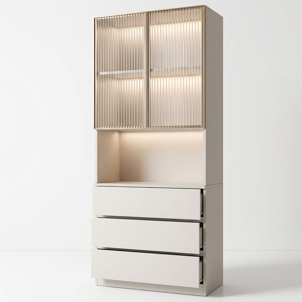 Trendy Sideboard with 3 Drawers, Cupboard, Wide/Standard/Narrow Sizes, 2/1 Shelves, Cabinets, and Glass-panel Door - image 46