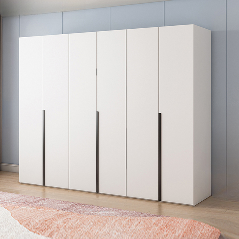 Chalk Modern Simple Style Composite Wood Wardrobe Closet with Soft Close Door, Interior Shelves, and Clothing Rod