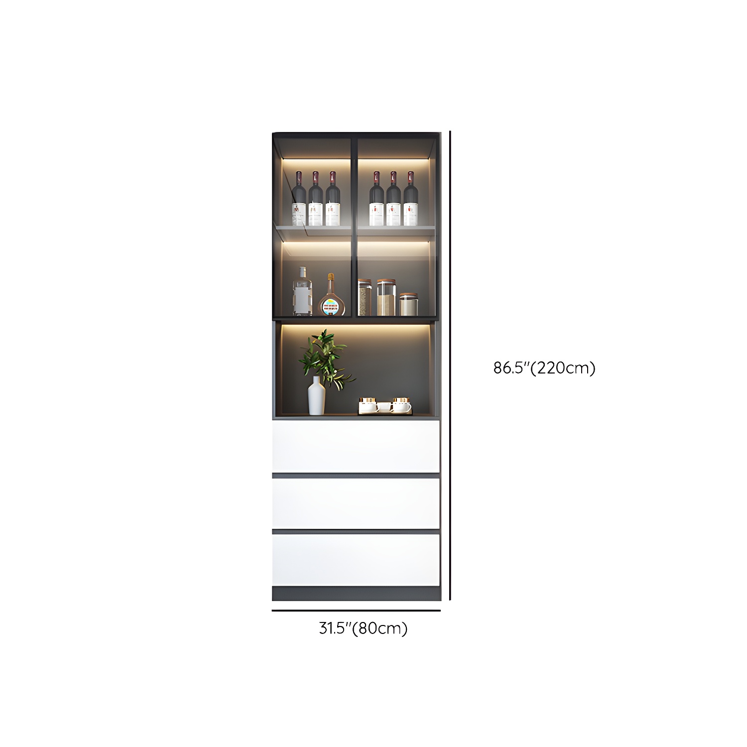 Modern Glass Adjustable Shelving Doors Wood Sideboard Cabinet with Cabinets and Drawers - image 14
