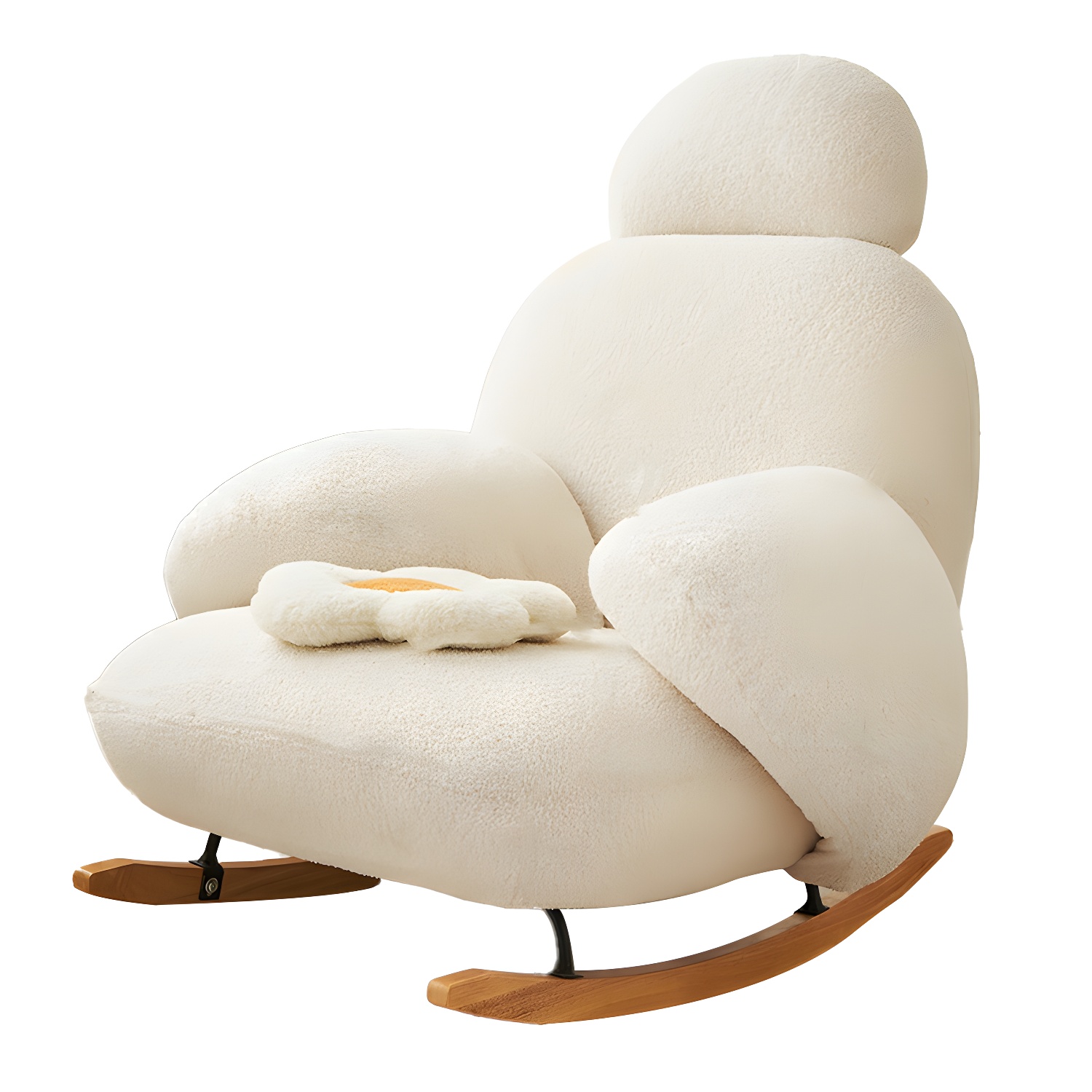 37" Wide Solid Wood Upholstered Rocking Accent Chair with Legs