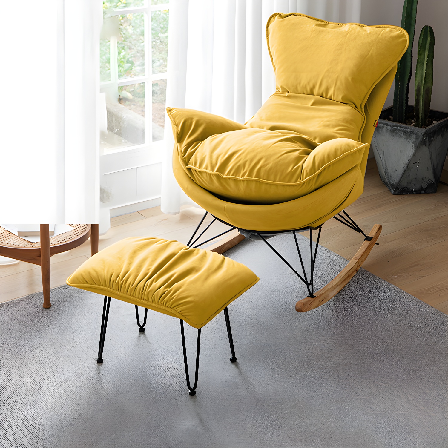 Modern Rocking Chair Solid Wood Rocker Chair with Light Legs - image 9