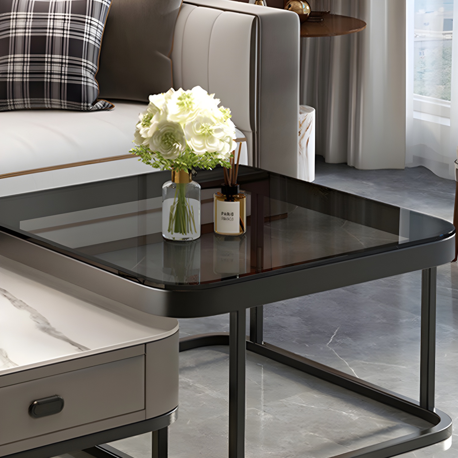 Slate Coffee Table Square 2 Nesting Coffee Table Set for Living Room - image 22