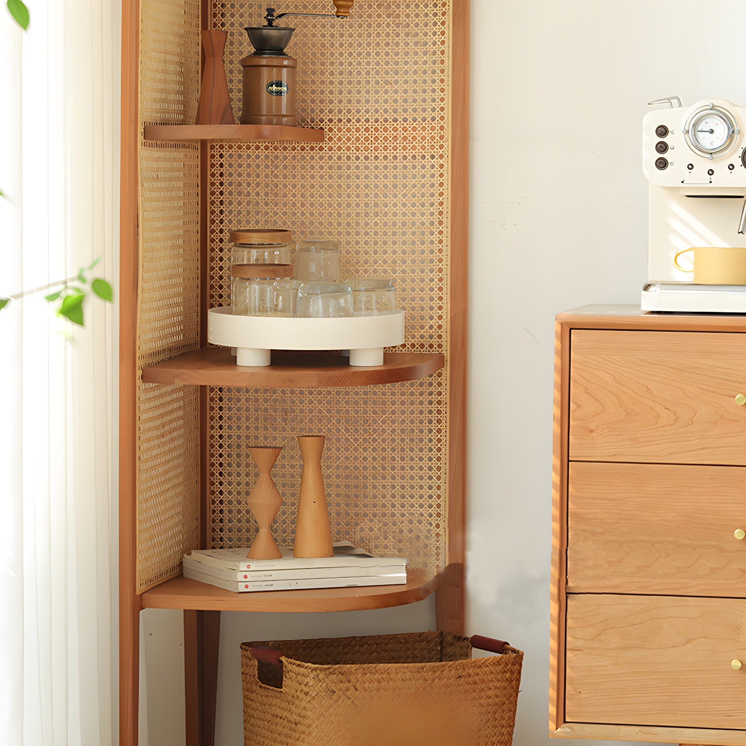 71.3" Tall Corner Chest Solid Wood Triangle Storage Cabinet with 4 Shelves - image 10