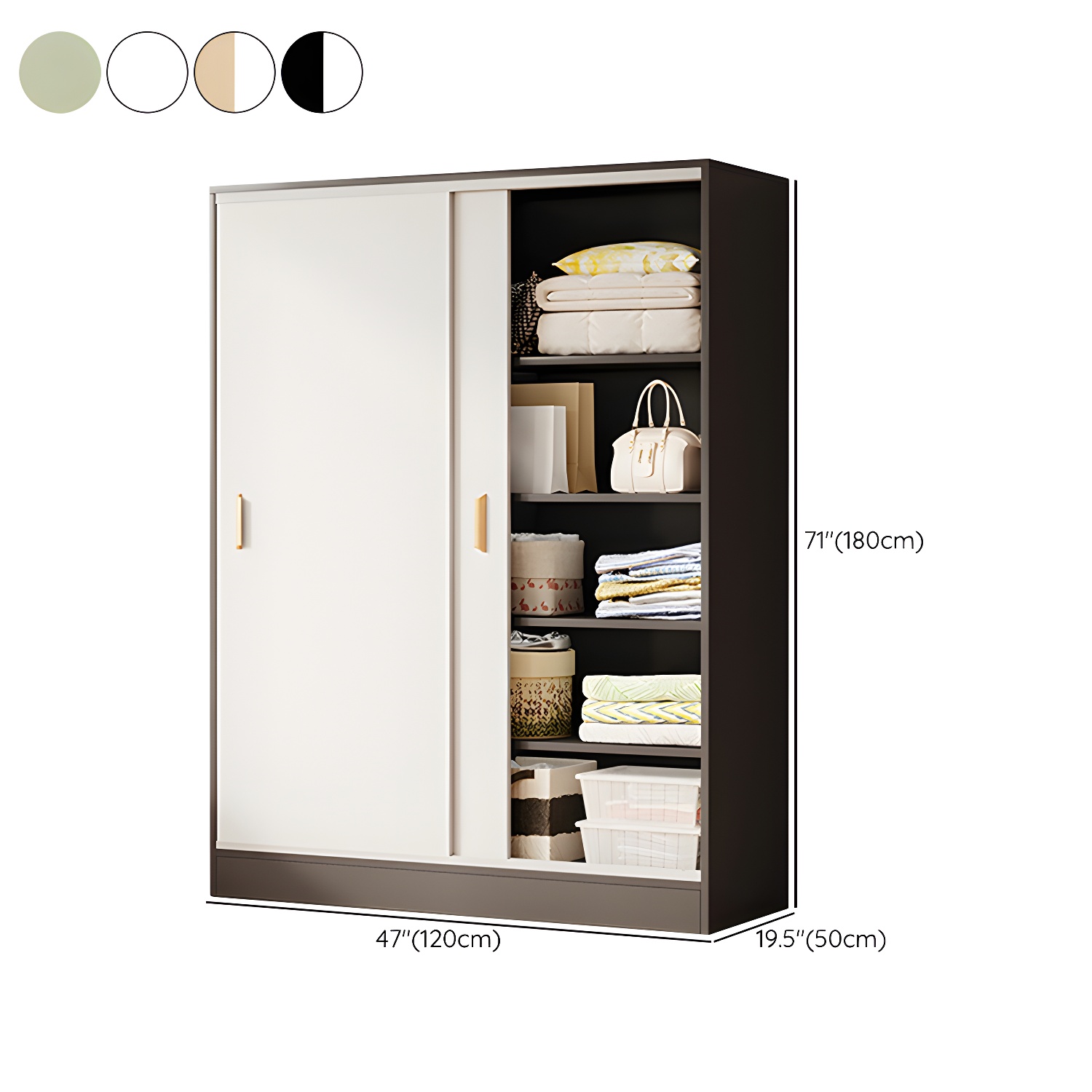 Contemporary Freestanding Wardrobe Armoire Wood Sliding Doors Wardrobe - image 19