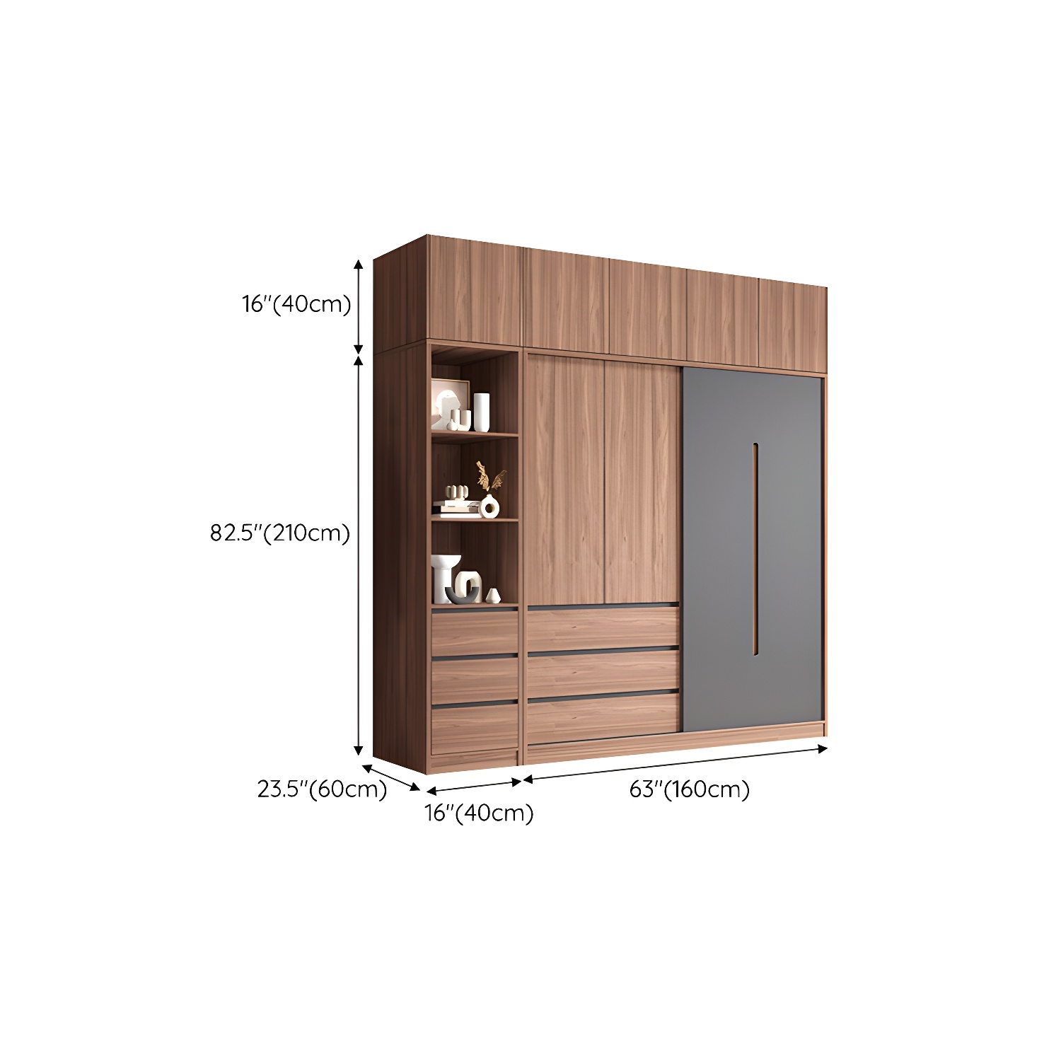 Contemporary Sliding Door Storage Cabinet Bedroom Cabinet with Drawers - image 30