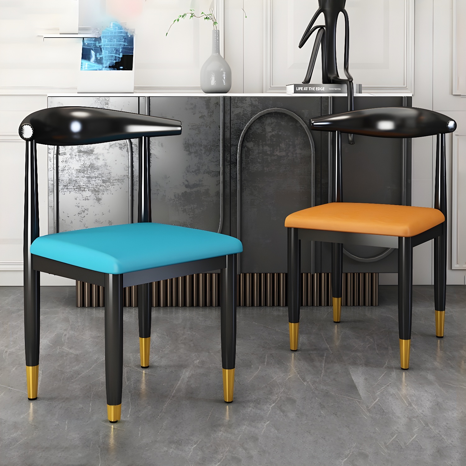 Indoor Open Back Dining Chair Industrial Upholstered Armless Chair - image 18