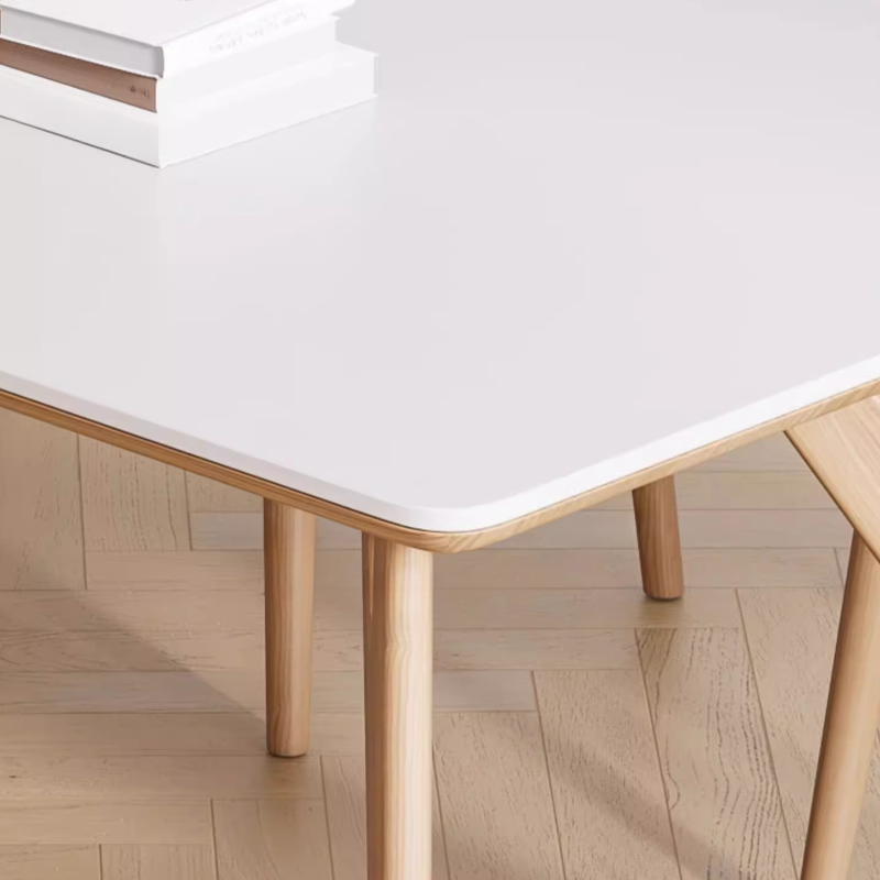 Dining Table Set with Slate Stone Top, Enclosed Back, Fixed Table, Padded Chair for 6 People in White - image 6