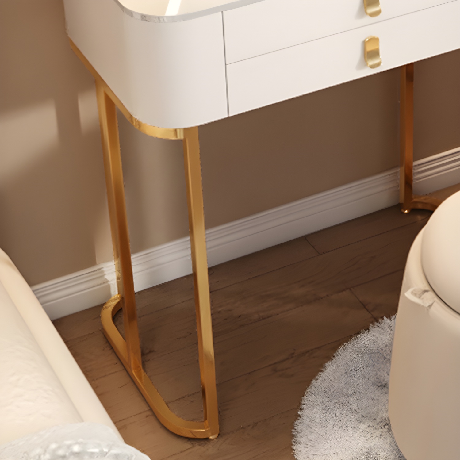 Luxurious Vanity Dressing Table Solid Wood Vanity Set with Stool and Mirror - image 8