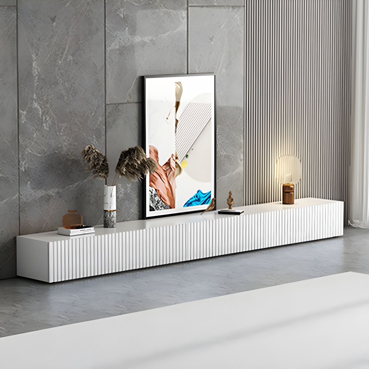Contemporary TV Stand Console Wood TV Media Stand with Drawers