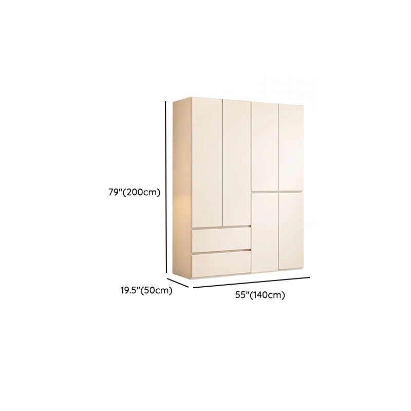 White Minimalist Wooden Independent Wardrobe Closet with 2 Drawers, Soft Close Door, and Interior Shelves - image 7