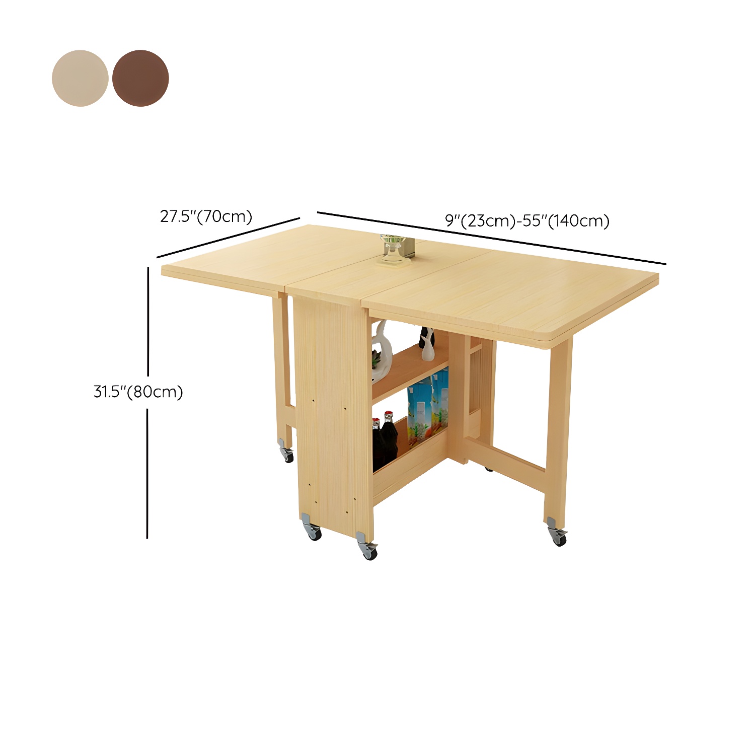 Modern Rectangular Wood Dining Table with Pedestal Base, Seats 4, Drop Leaf Design - image 18