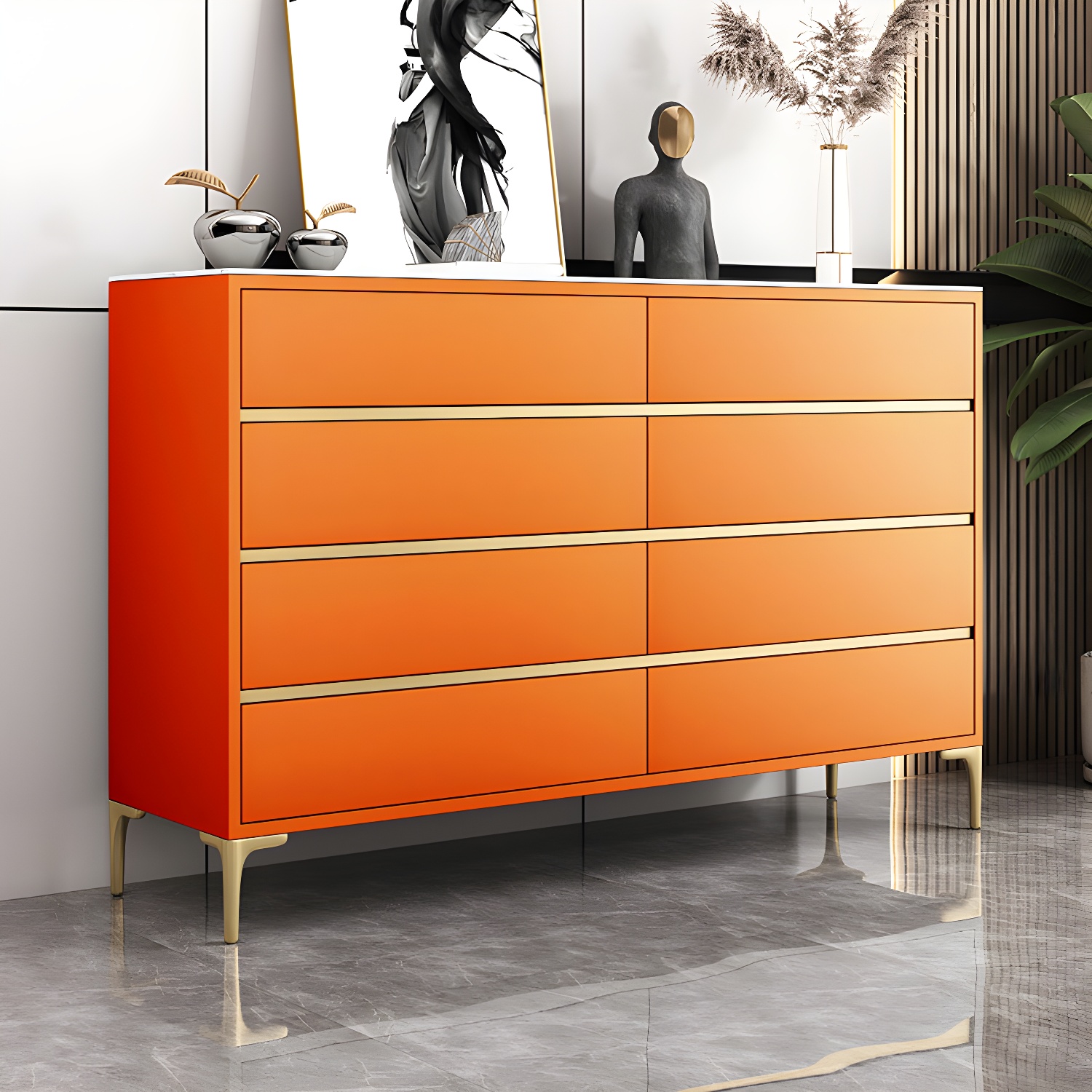 Glam Vertical Stone Storage Chest Bedroom Chest with 8 Drawers - image 15
