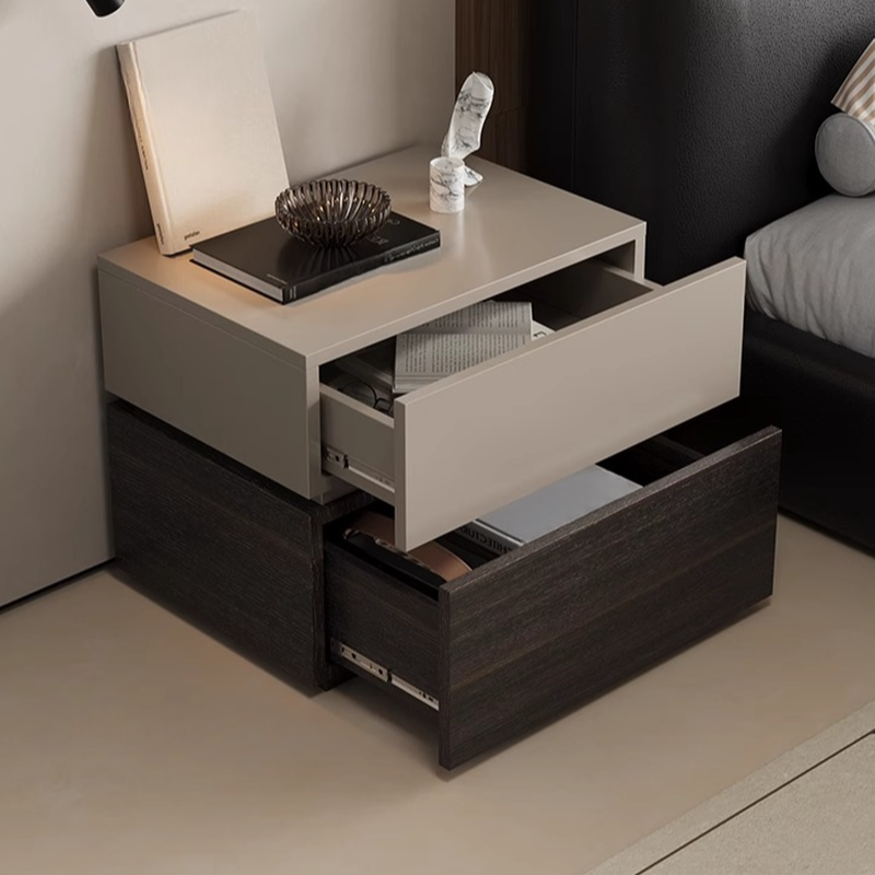 Organic Modern Nightstand With Drawer Organization Featuring 2 Drawers and Real Wood Countertop - image 7