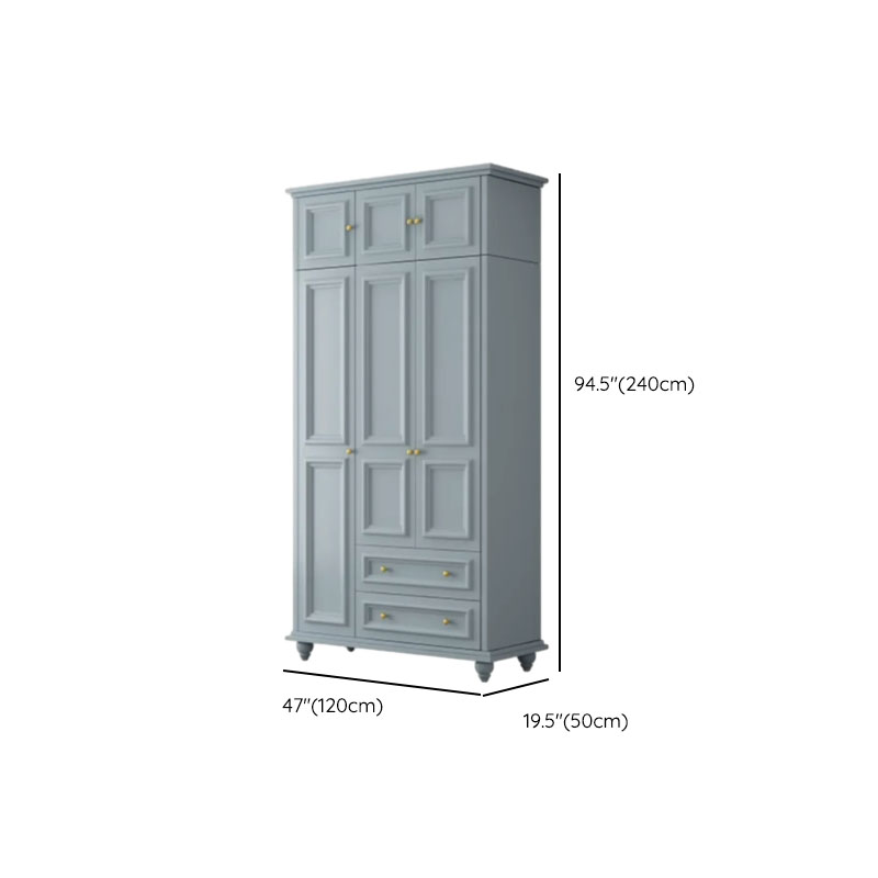 Chalk/Light Blue Contemporary Lumber Cabinet Armoire with Soft Close Drawer and Door, Interior Shelves, and Hanging Rod - image 9