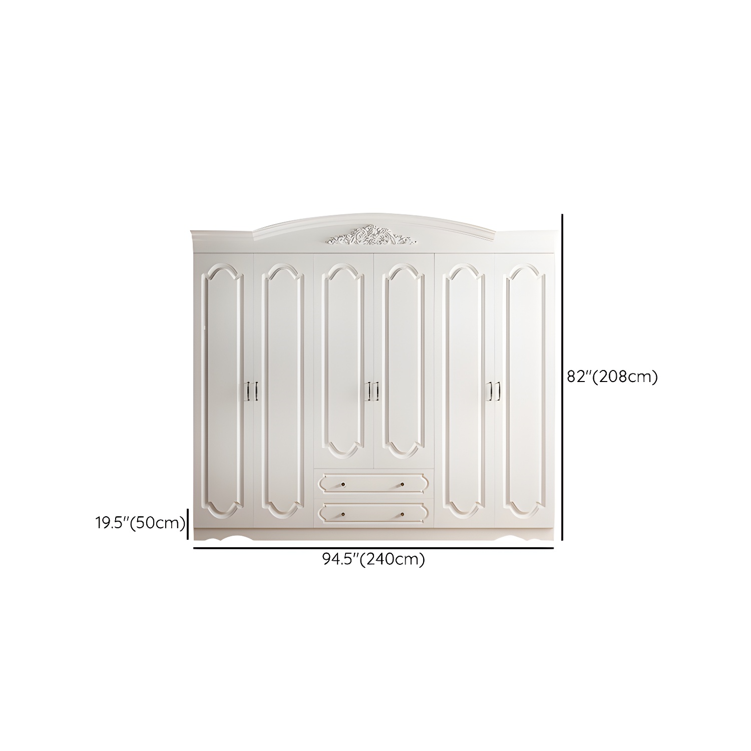 Engineered Wood Cabinet with 2 Drawers French Country White Wardrobe for Home - image 20