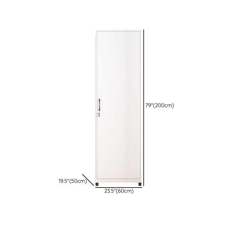 White Modish Steel Independent Armoire Cabinet with Adaptable Shelf, Soft Close Door, and Clothing Rod - image 15