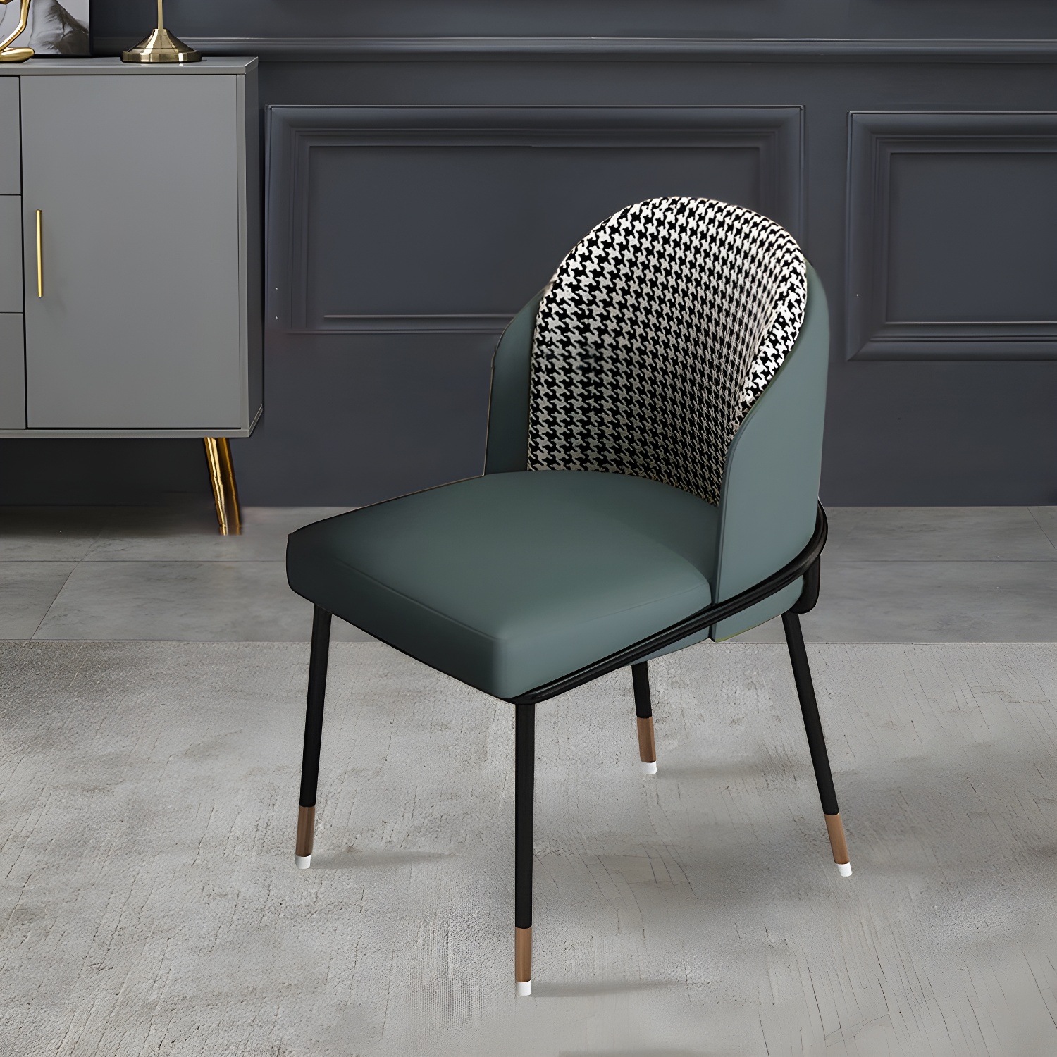 Glam Low-Back Upholstered Chair with Sleek Black Metal Legs for Kitchen & Dining - image 3