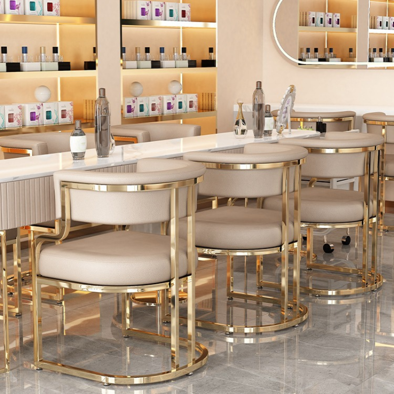 Minimalist Arm Chair with Cushioned Seat, Arms, Metallic Metal Legs, and Low Back - image 9