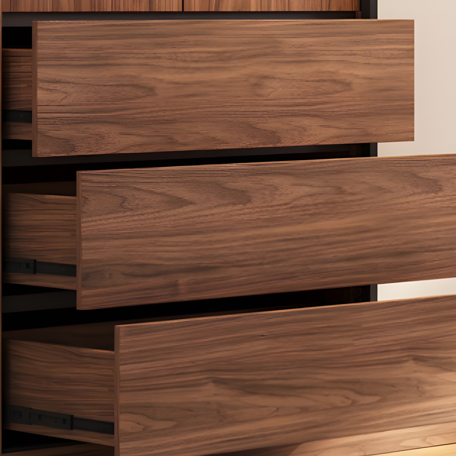 Modern Freestanding Wardrobe Brown Wood Wardrobe Armoire with Drawers - image 7