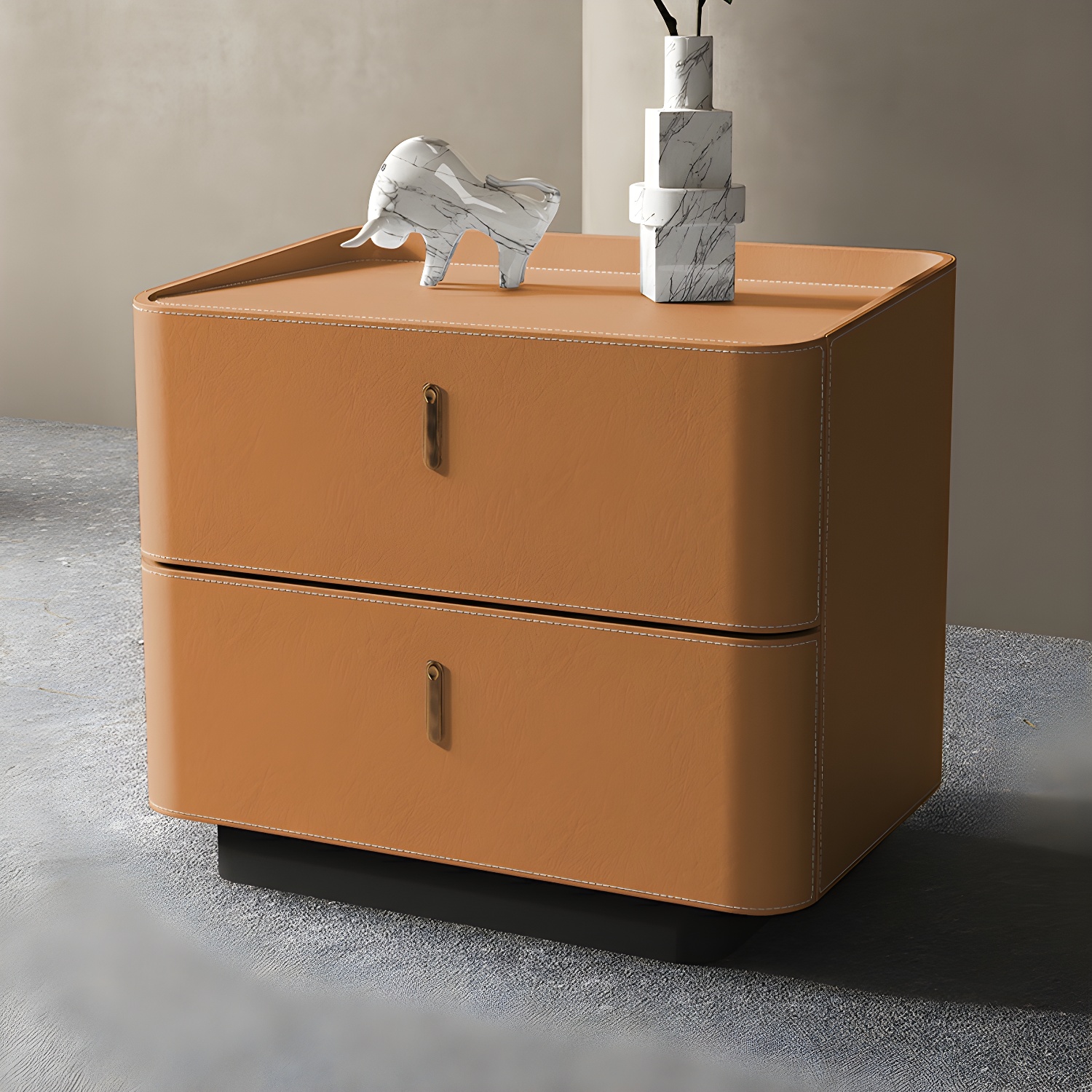 Modern Wood Grain Design Solid Wood Nightstands with Two Drawers - image 8