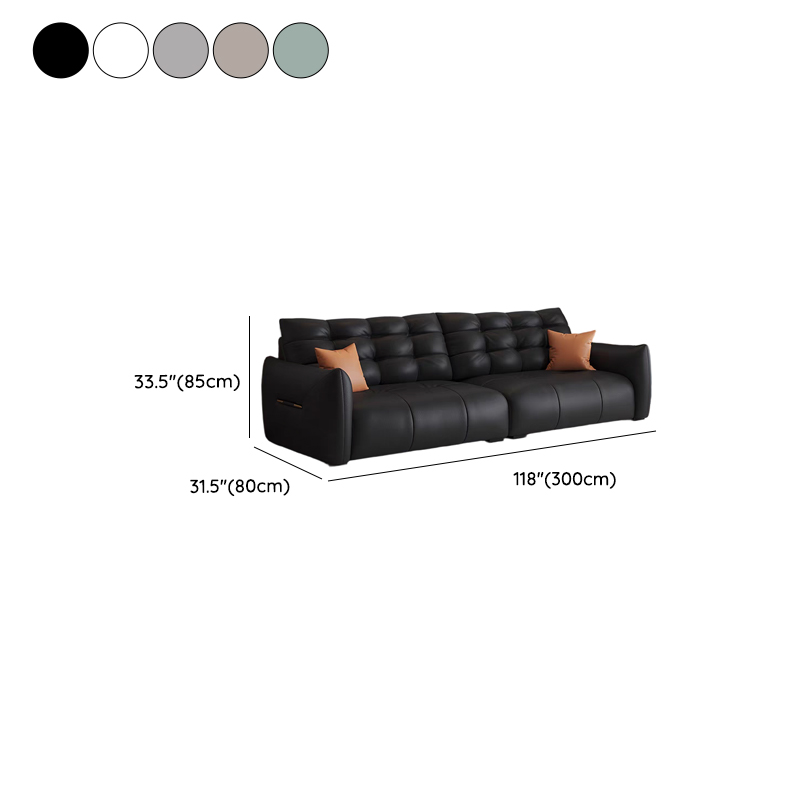 Tear Resistant Standard Sofa with Pu/Flannel Upholstery in Black/White/Light Green - image 19
