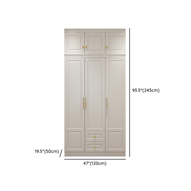 White Minimalist Lumber Wardrobe Closet with Soft Close Drawer, Soft Close Door, Interior Shelves, and Clothing Rod - image 15