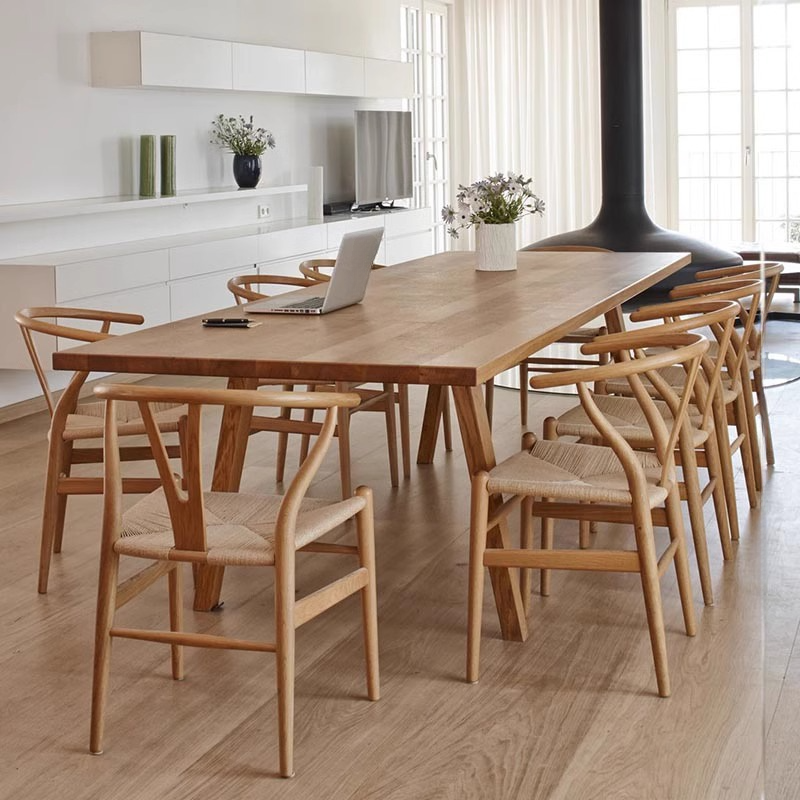 Nordic Style Solid Wood Dining Table Set in Unfinished Color