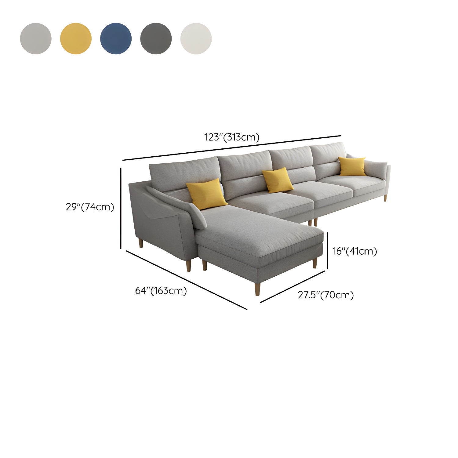 Scandinavian Wood Frame Straight Modular Sofa with Slipcover and Ottoman in 3 Piece Set - image 19