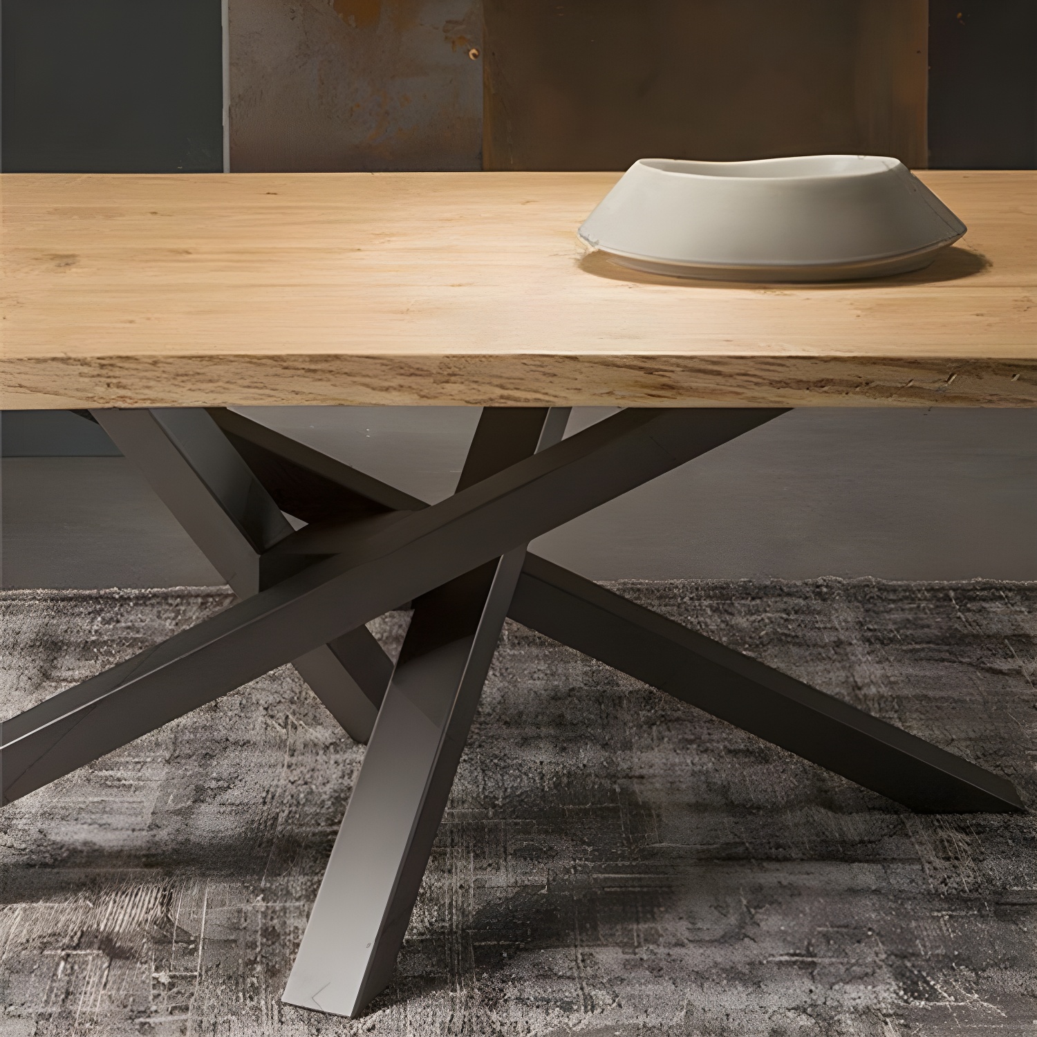 Pine Solid Wood Dining Table Single Pedestal Metallic Base Rectangle Table for Home - image 4
