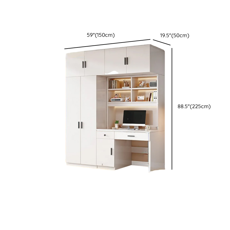 White Contemporary Laminate Almirah with Soft Close Drawer, Soft Close Door, Interior Shelves, and Clothing Rod - image 9