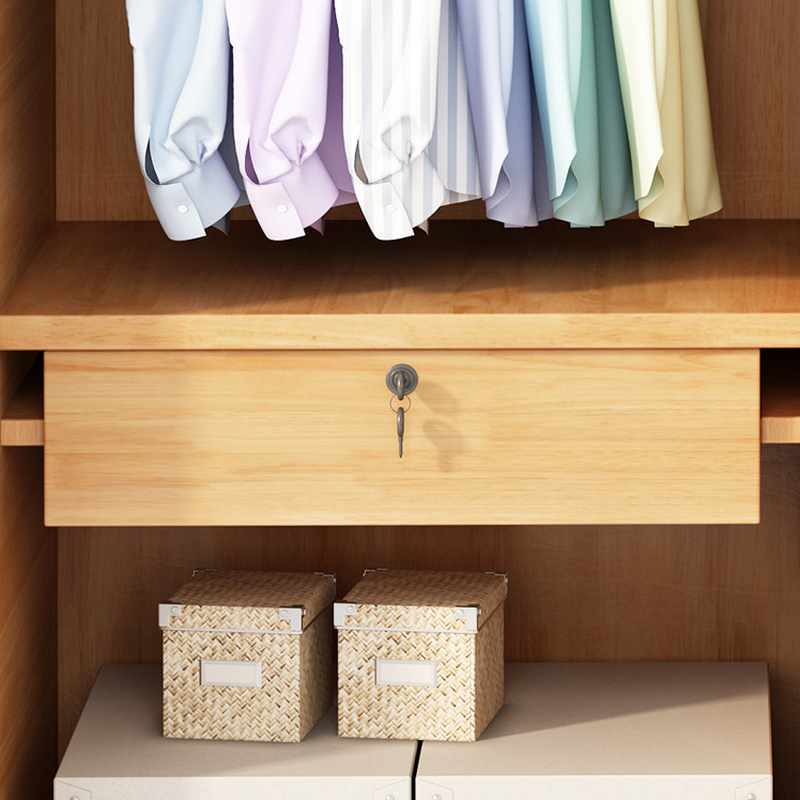 Minimalist Wooden Independent Wardrobe Closet with Compartments, Interior Shelves, Slipping Door Mechanism, and Gate - image 10