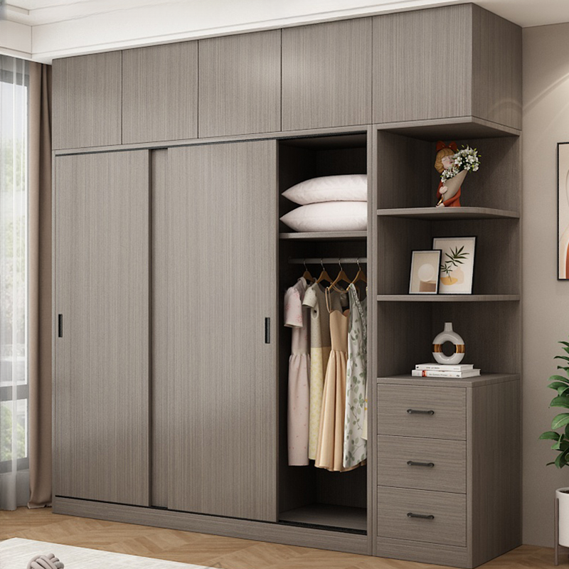 Acorn Modish Laminate Wardrobe Closet with Soft Close Drawer, Soft Close Door, Interior Shelves, and Clothing Rod