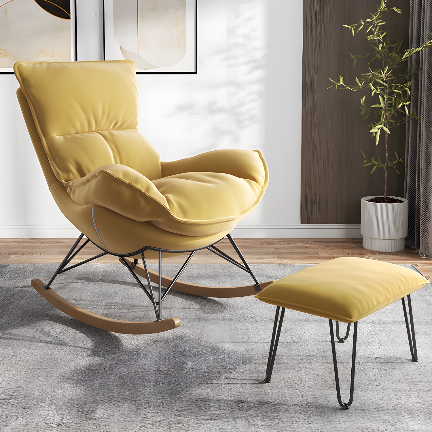 Upholstered Rocker Chair Living Room Rocking Chair with Padded Seat - image 12