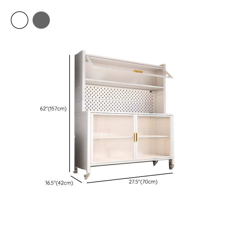 Narrow Steel Countertop Sideboard with Wheels, Cupboard, Changeable Shelf, and 3/4 Doors - image 9