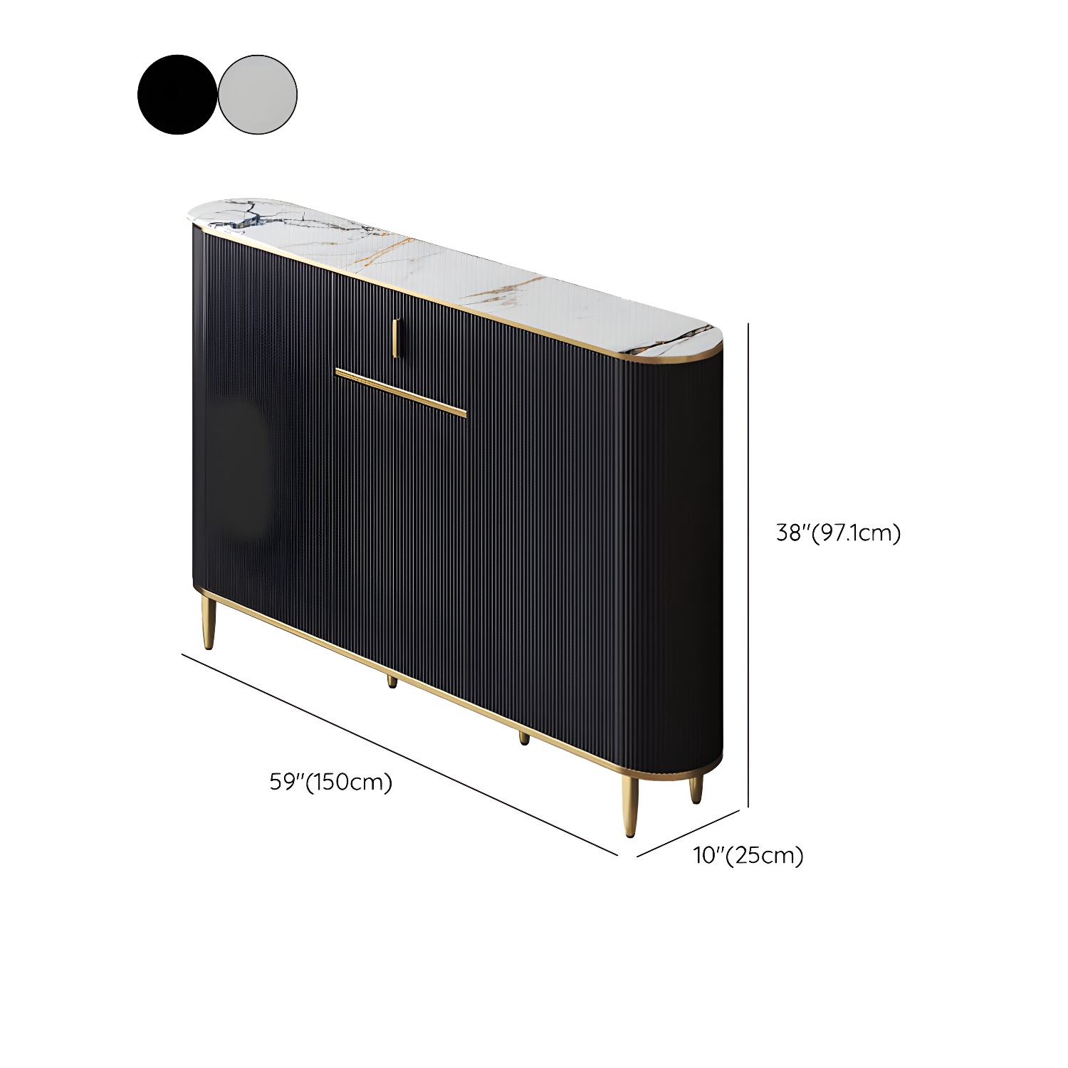 Glam Style Stone Top Sideboard Engineered Wood Side Board for Living Room - image 21