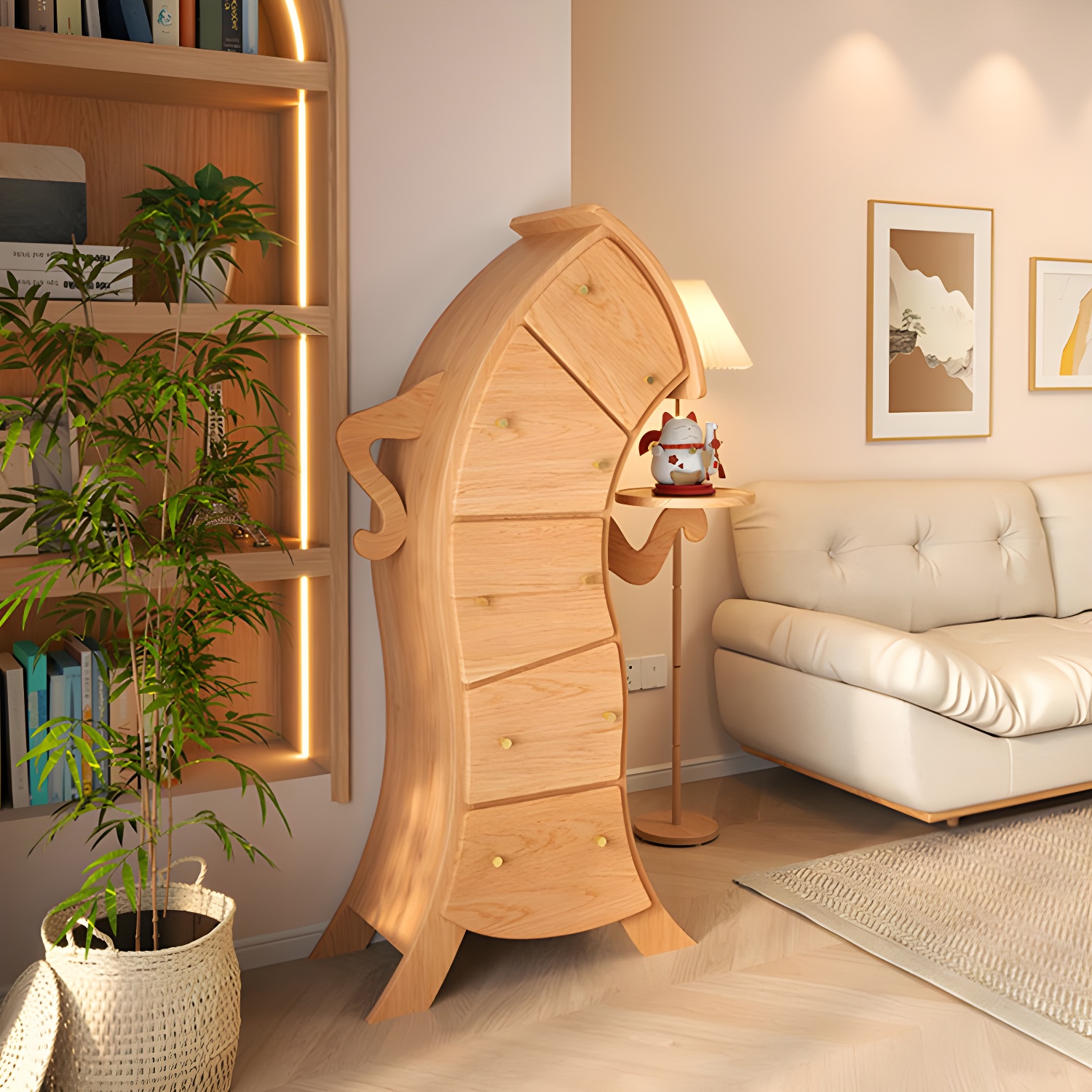 Scandinavian Style Rectangle Accent Chest with Wood Counter Top and Drawers - image 7