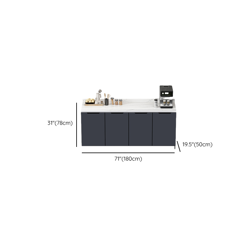 Grey Simple Sideboard with Standard/Narrow Size, 1 Shelf, Sintered Stone Countertop, and Multiple Doors Larder Storage - image 7