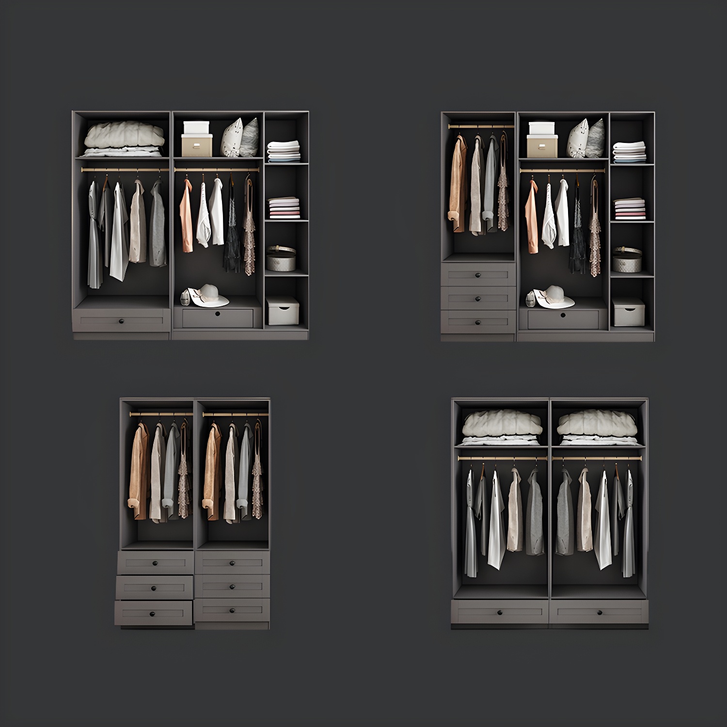 Contemporary Grey Wardrobe Armoire Engineered Wood Wardrobe Closet - image 9