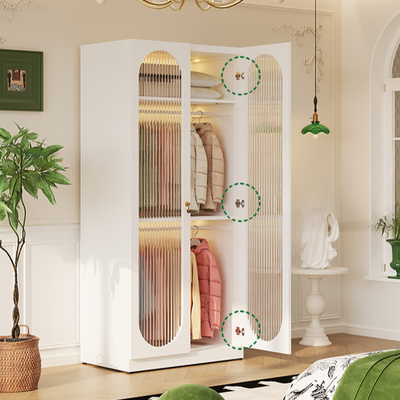 White Modish Manufactured Wood Armoire Cabinet with Adaptable Shelf, Soft Close Door, and Clothing Rod - image 3
