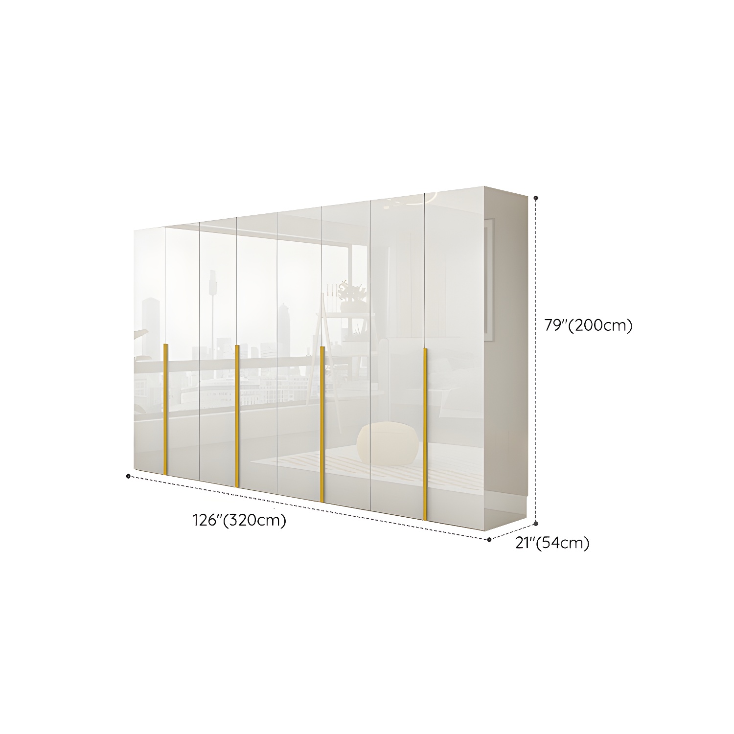 White Modern Style Wardrobe Cabinet Engineered Wood with Garment Rod - image 20