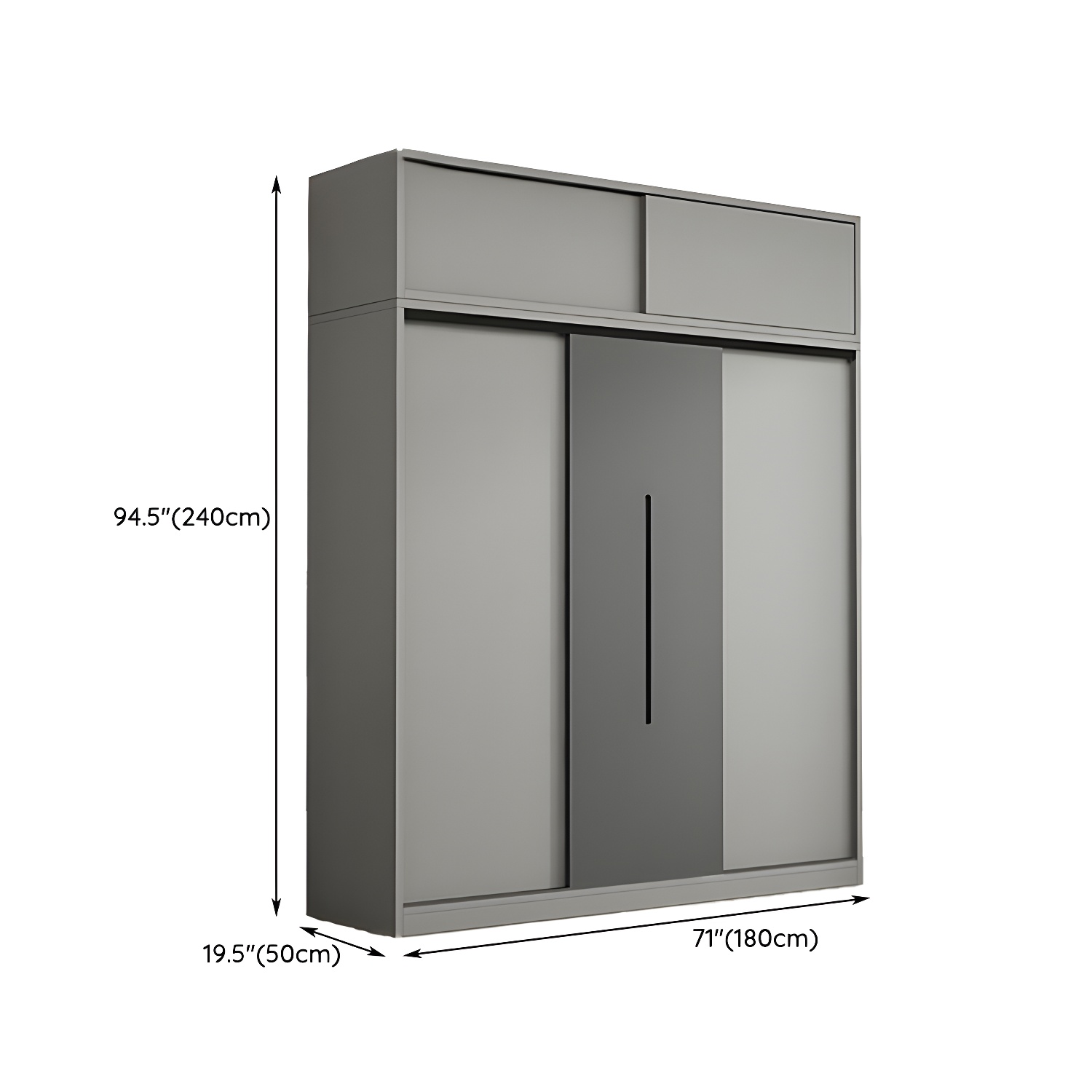 Contemporary Wood Grey Cloth Rod Included Wardrobe with Shelves - image 21