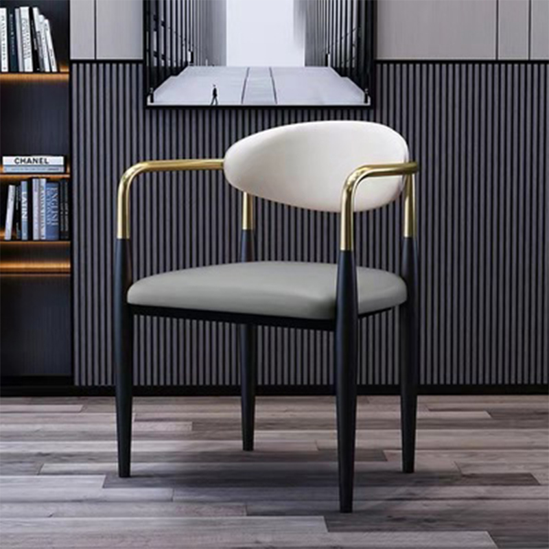 Faux Leather/Velour Upholstered Arm Chair with Arms and Black Legs in a Casual Style - image 3