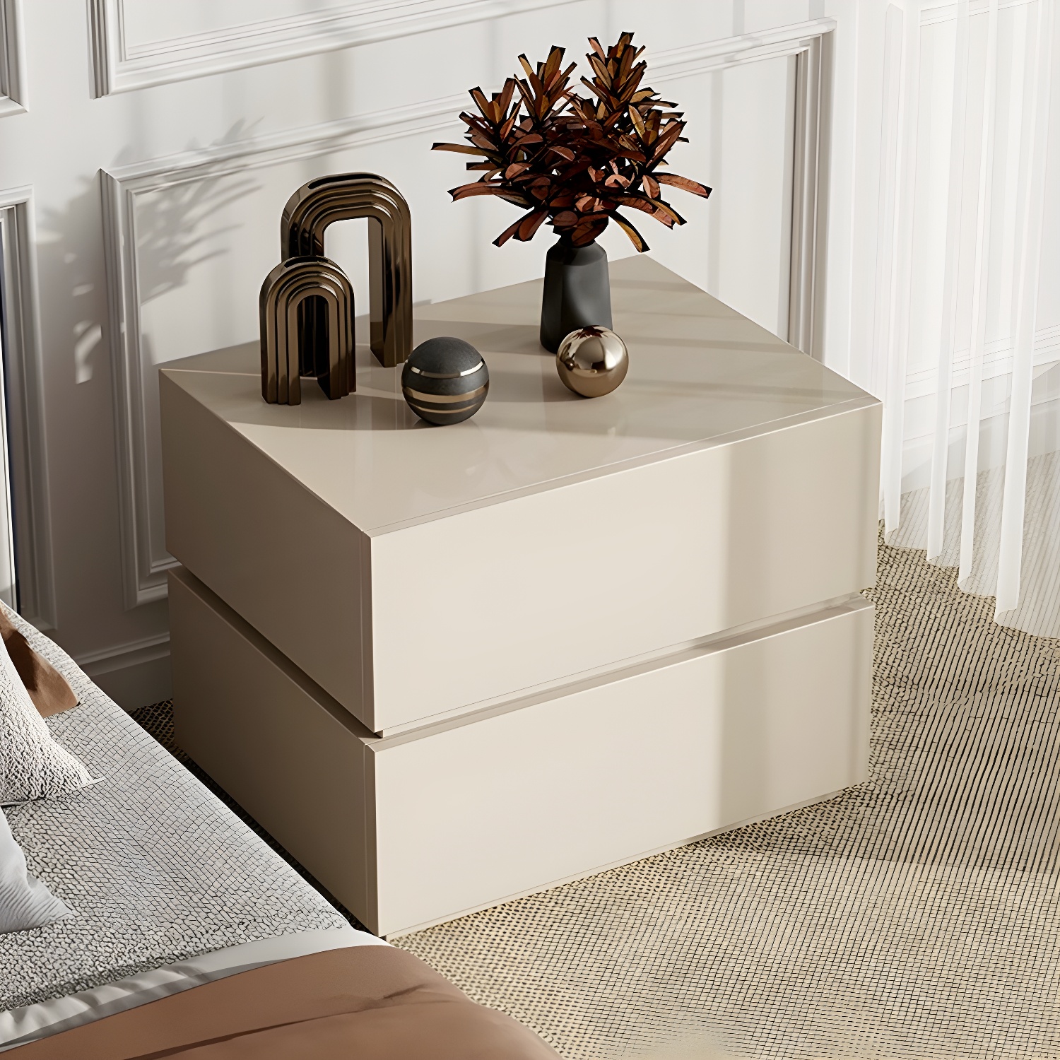 Contemporary Drawer Storage Wooden Accent Table Nightstand 15.7" Wide - image 7