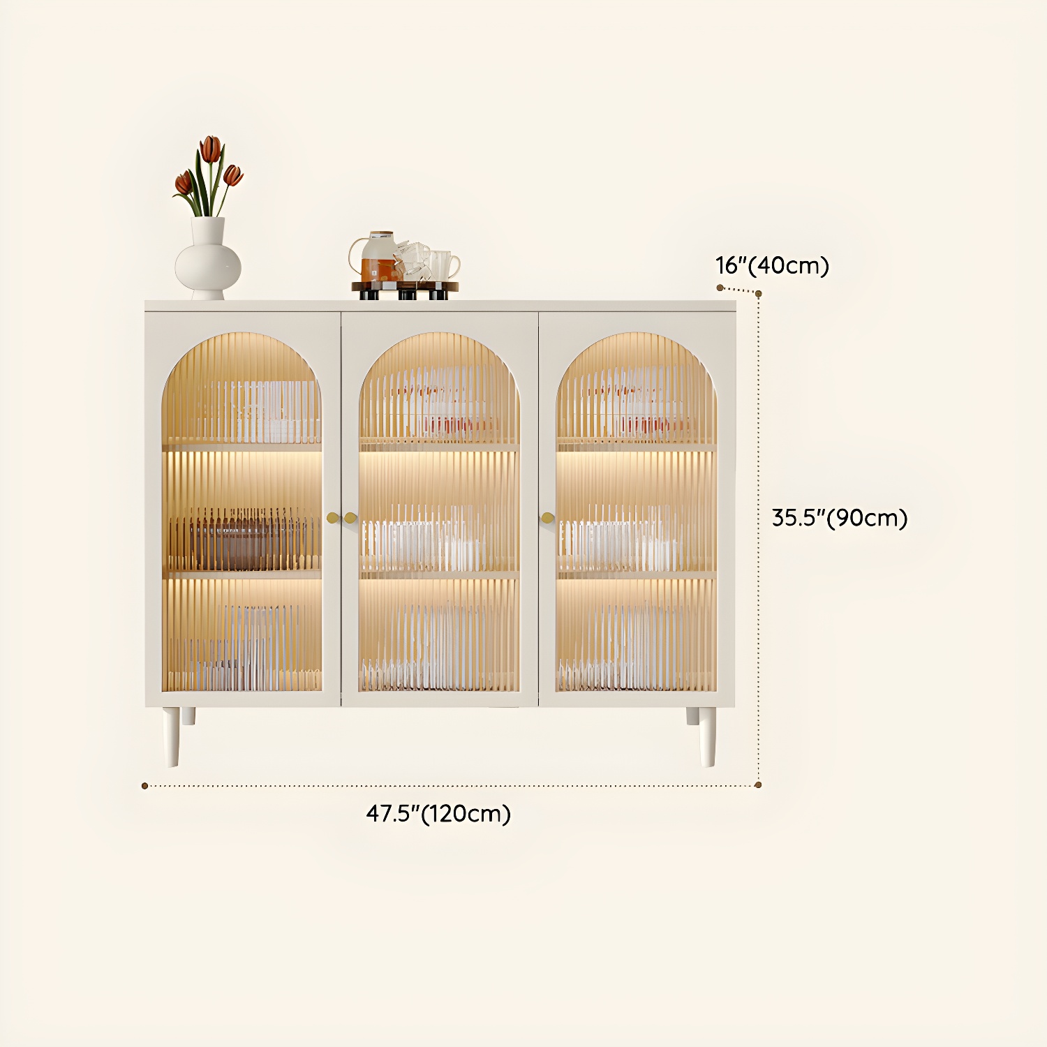 White Modern Sideboard Credenza with Cabinets and Reserve Installation Holes, Full Assembly Required - image 16
