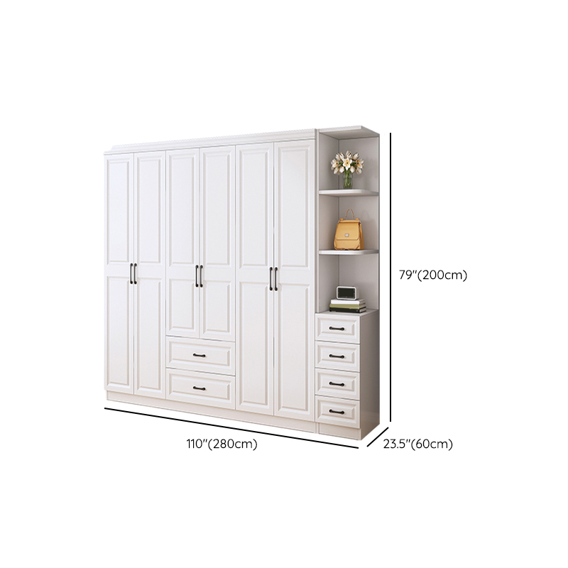 Modern White Wood Wardrobe Armoire with Soft-Close Drawers and Clothing Rod - image 23