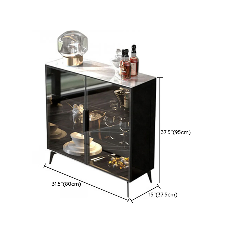 Coal Art Deco Sideboard with Locker, Standard/Narrow Size, Three Internal Shelves, and Glass Doors - image 8